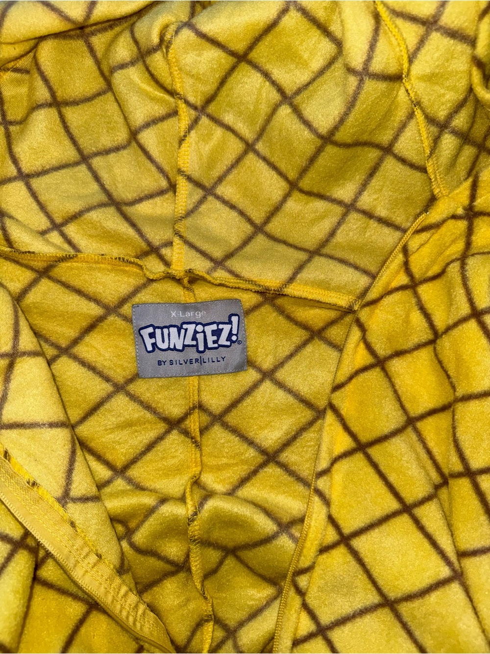 Yellow Pineapple-Print Adults Footed One-Piece Pajama with Hood